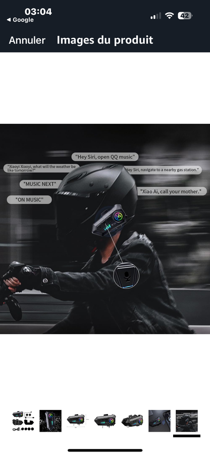 Kit Bluetooth 5.3 pour Casque Moto - Écouteurs Étanches, Appels Mains Libres et Lecteur MP3