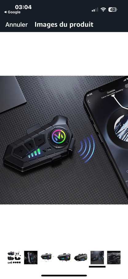 Kit Bluetooth 5.3 pour Casque Moto - Écouteurs Étanches, Appels Mains Libres et Lecteur MP3