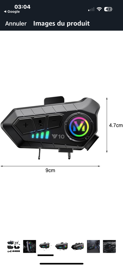 Kit Bluetooth 5.3 pour Casque Moto - Écouteurs Étanches, Appels Mains Libres et Lecteur MP3